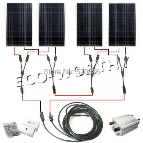 600Watts COMPLETE KIT: 600W Photovoltaic Solar Panel 24V system RV Boat 4*150W with controller , cables, mountings