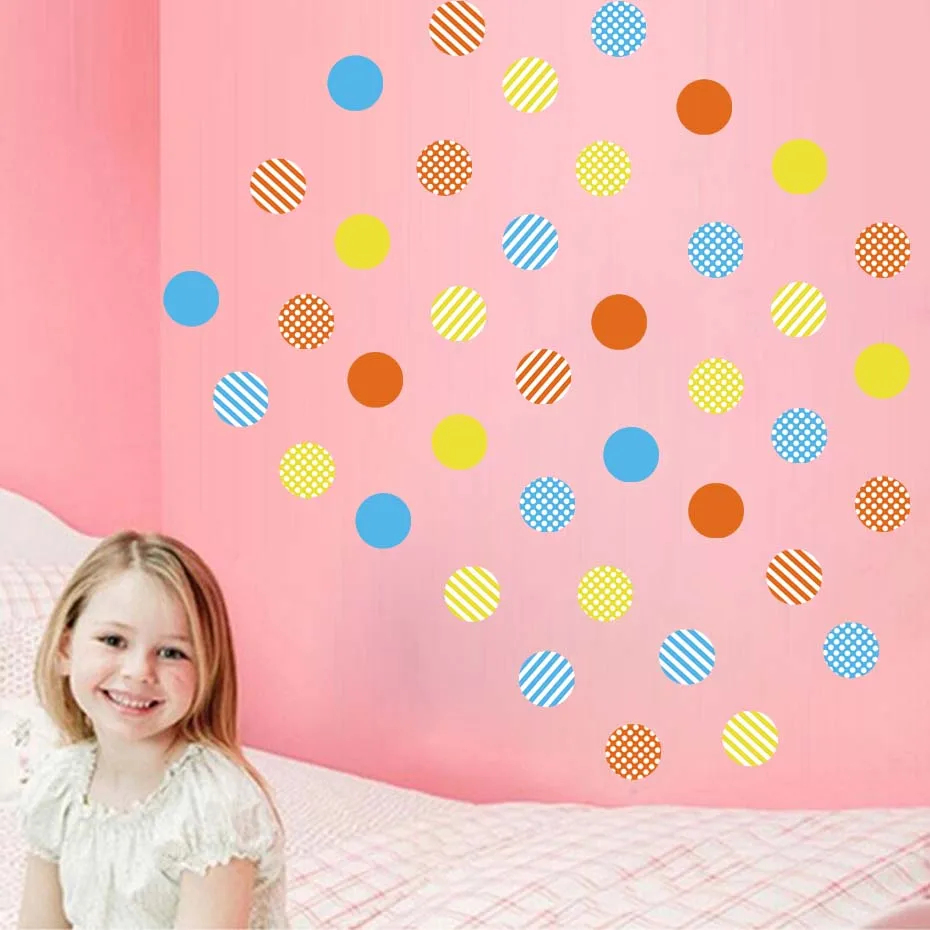 Christmas Sticker For Window Mixed Polka Dots Stripes Wall Sticker For Kids Nursery Bedroom Decoration Adhesive Vinyl Wallpaper (6)