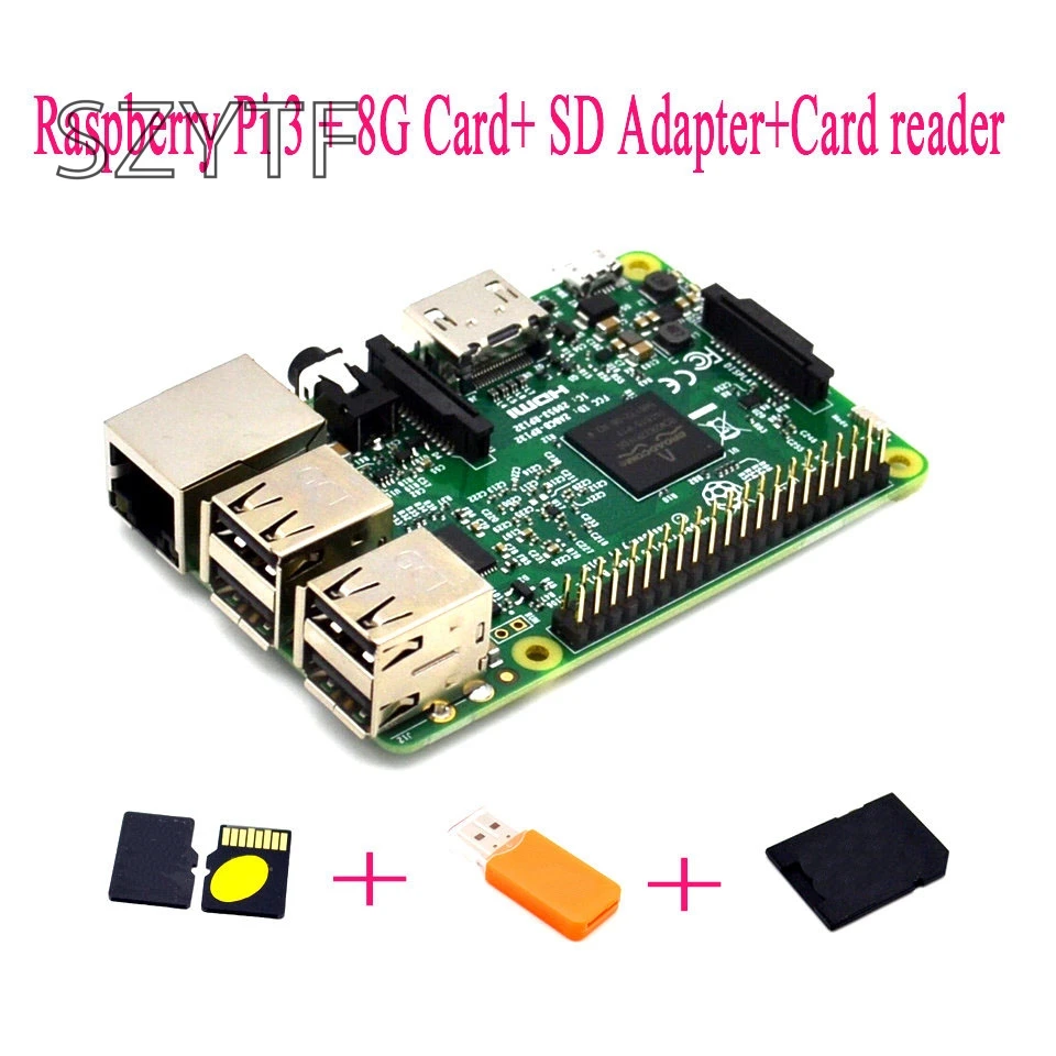 

Raspberry Pi 3 + 8G Card+ SD Adapter+Card reader Raspberry Kit