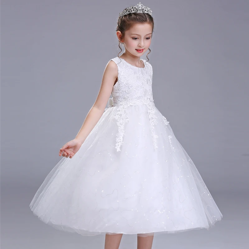 2018 Girl White Tulle Princess Wedding Dress Beading Tulle Kids Wedding