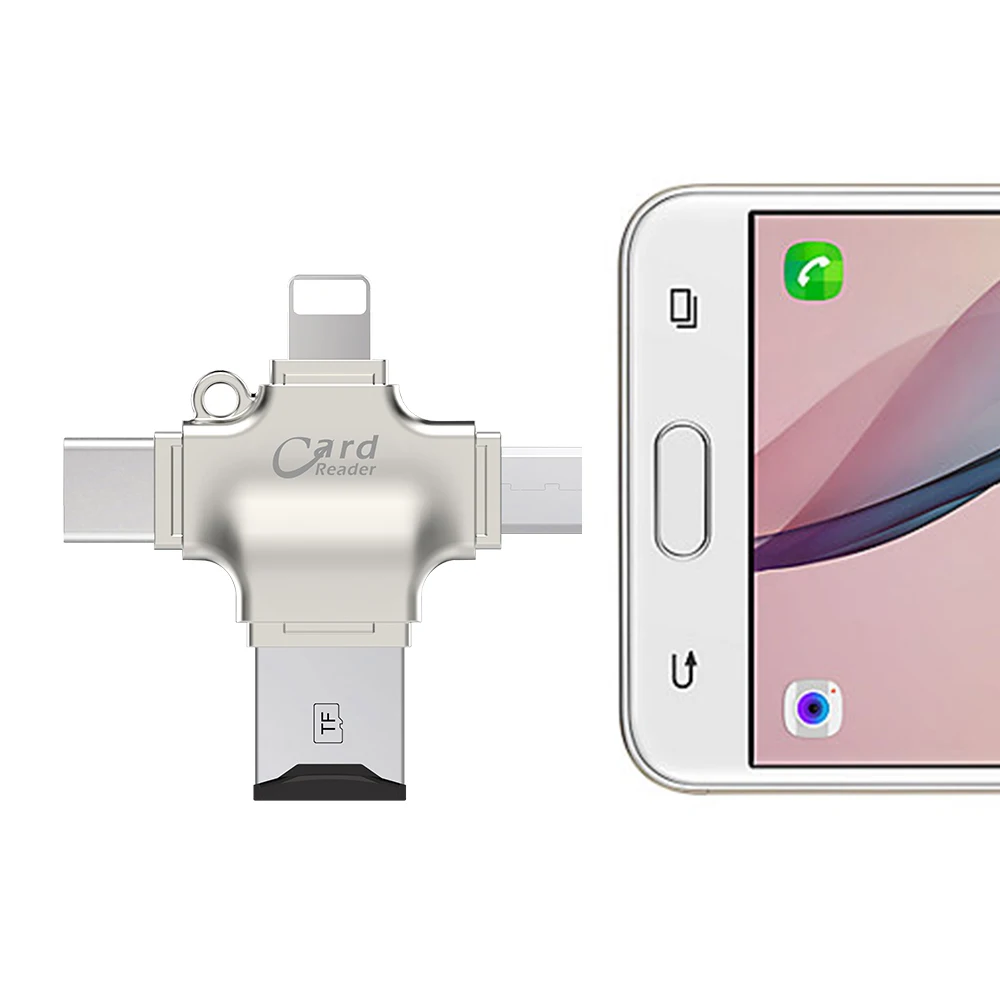 UTHAI R010 4в1 кардридер usb C Micro USB MicroSD адаптер для Android ipad/iphone 7 8 X plus 6s5s Macbook OTG TF SD