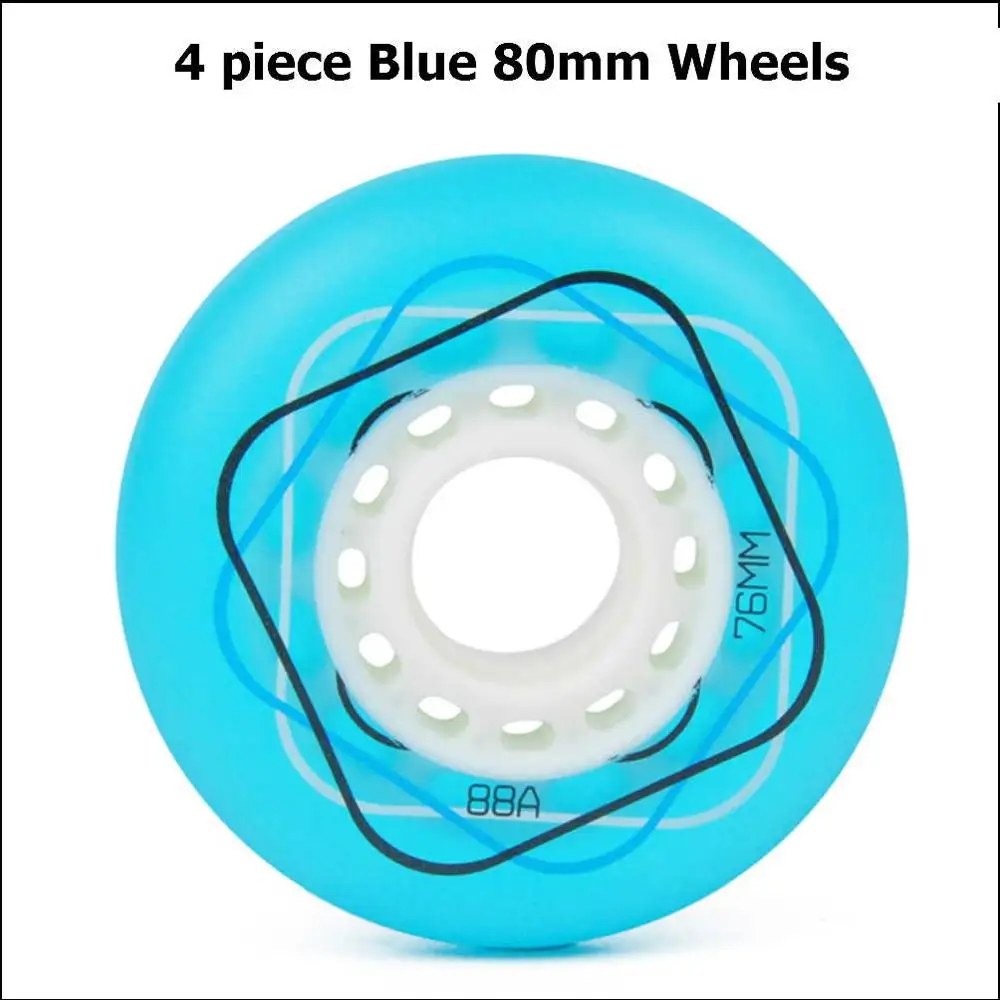 4 шт. высокого качества 88A роликовые колеса для роликовых коньков с возможностью поворота на 72/76/80 мм Раздвижные коньки Родас Фристайл для волнистая доска роллерсерф Street Surf - Цвет: 4 piece 80mm Blue