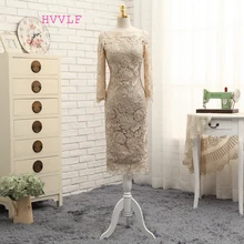 Plus Size Champagne 2018 Mother Of The Bride Dresses Sheath Long Sleeves Lace Wedding Party Dress Mother Dresses For Wedding