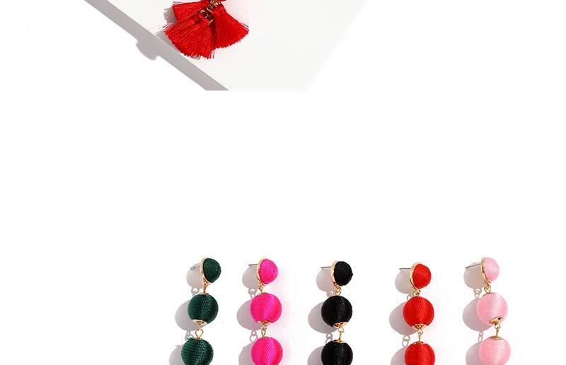 Long Tassel Earrings Red Oorbellen Dangling Earrings For Women Hanging Party Wedding Bridal Pom Pom Earring Accessories (2)
