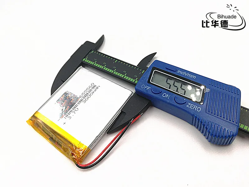 

2pcs/lot 3.7V 3000mAH 655560 Polymer lithium ion / Li-ion Rechargeable battery for DVR,GPS,mp3,mp4