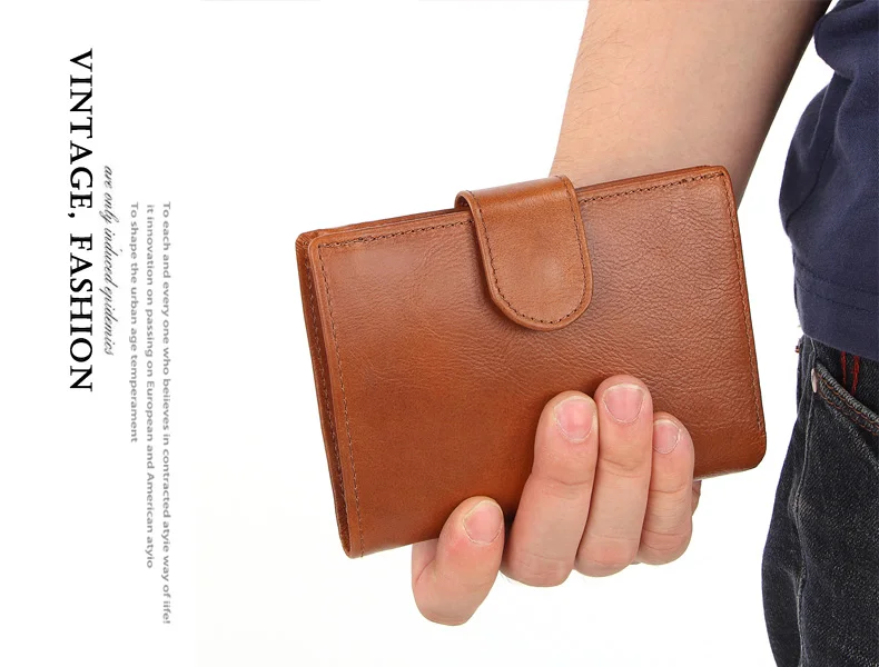 MISFITS Vintage Men Wallet Genuine Leather Short Wallets Male Multifunctional Cowhide Purse Coin Pocket Driver License Holder
