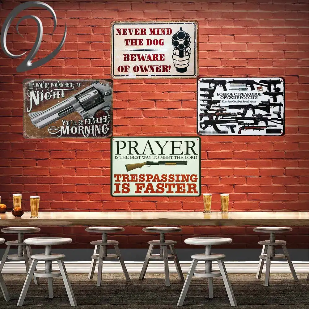 

Warning Gun Metal Poster Tin Sign Garden Sign Decor 20*30 cm Bar Cafe Home Pub Vintage Tin Signs Plates man cave