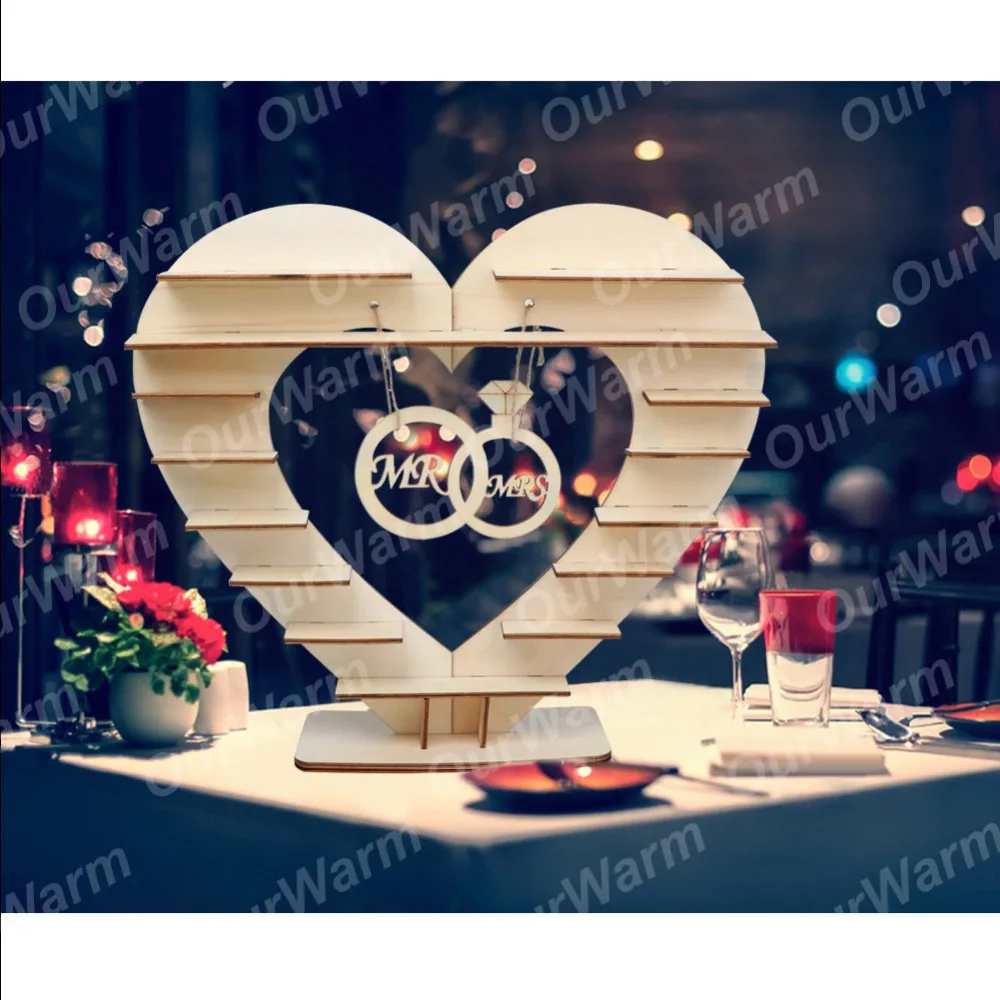 OurWarm Candy Bar Stand Wedding Table Decoration Centerpiece Wooden Heart Ferrero Rocher Chocolate