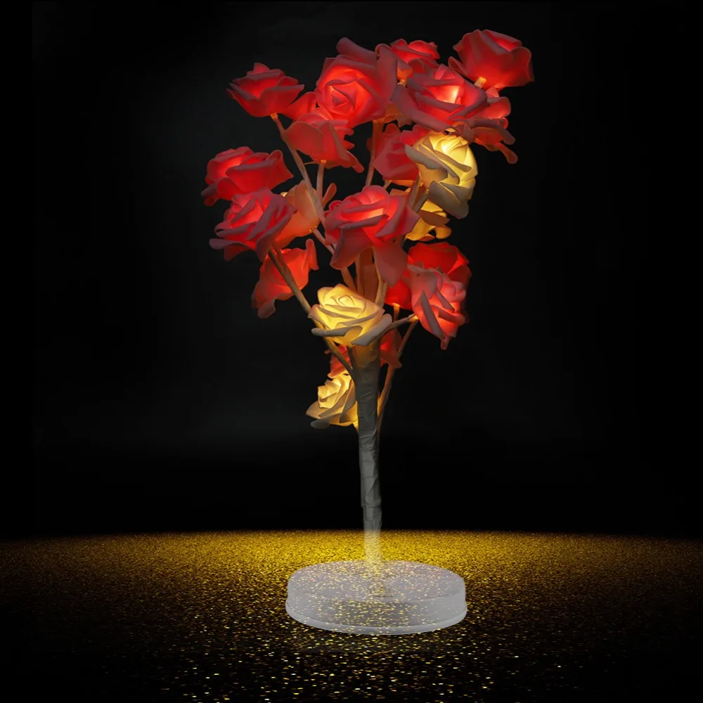 

24LEDs Night Light Lamp Romantic Rose Flower Tree Night Light luminaria Home Desk Table Decoration Lamp for Bedroom Proposal