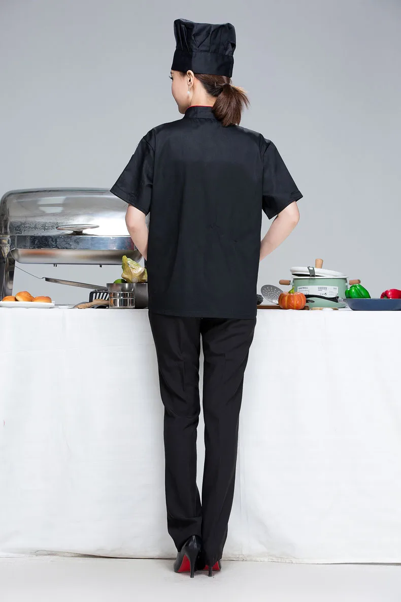 Высококачественная Униформа шеф-повара с коротким рукавом мужская одежда для приготовления пищи плюс размер рубашка для шеф-повара B-6084