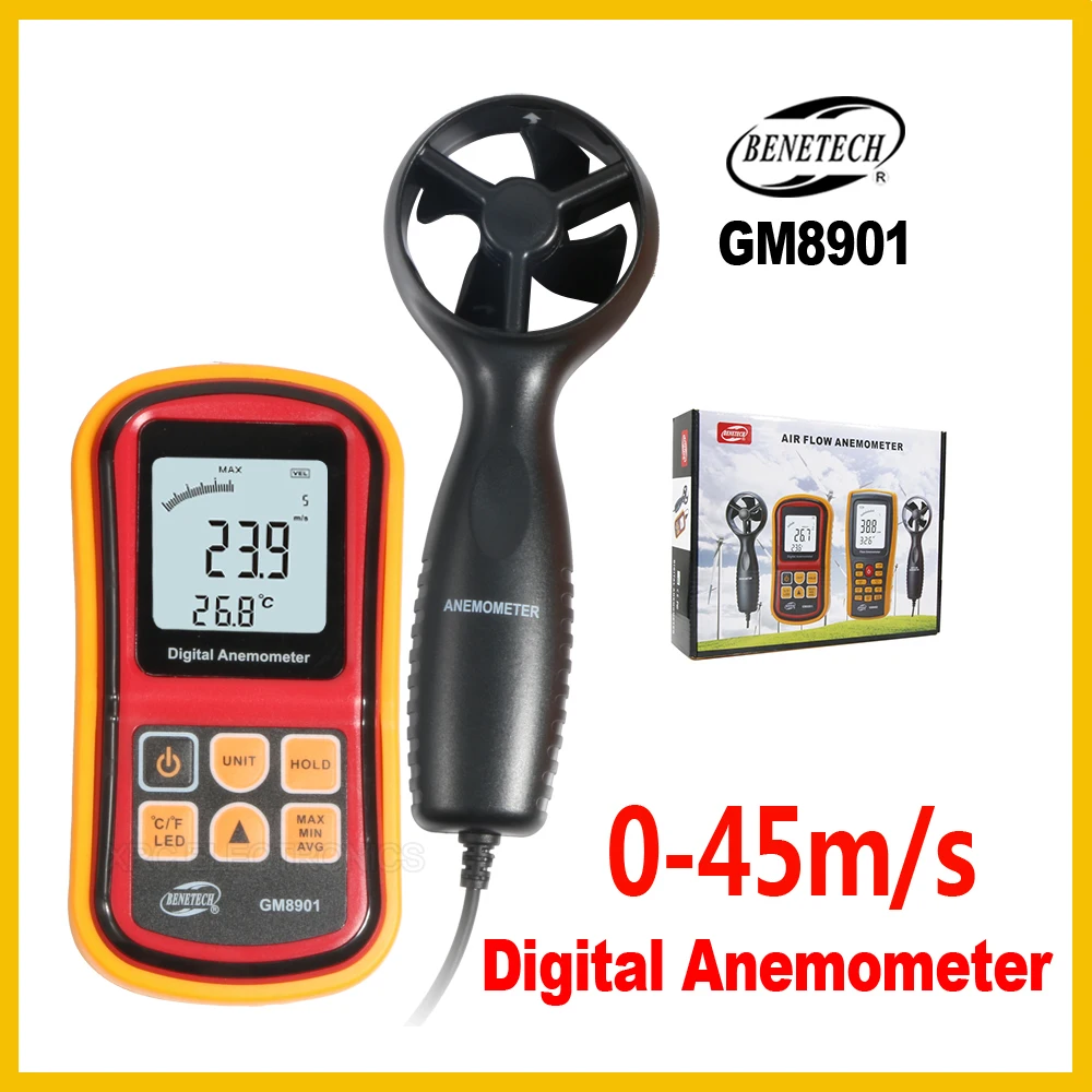 High Accuracy Anemometro LCD Display Digital Anemometer 045m/s Wind