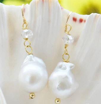 

shitou 00292 WHITE BAROQUE KESHI REBORN PEARL DANGLE EARRING discount 40%