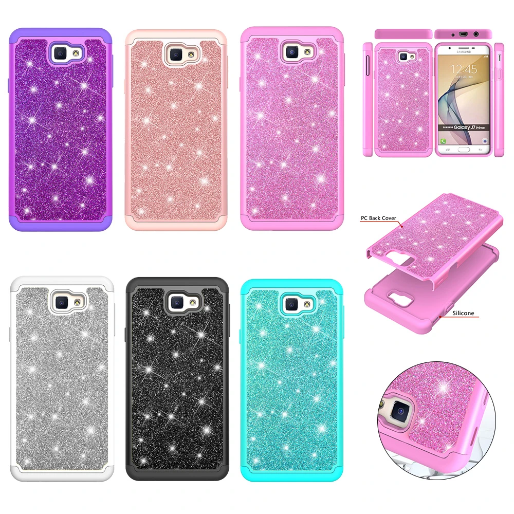Caso para Samsung J7 primer Bling brillo de doble capa PC cubierta trasera de para Samsung Galaxy J7 perx Accesorios|Fundas - AliExpress