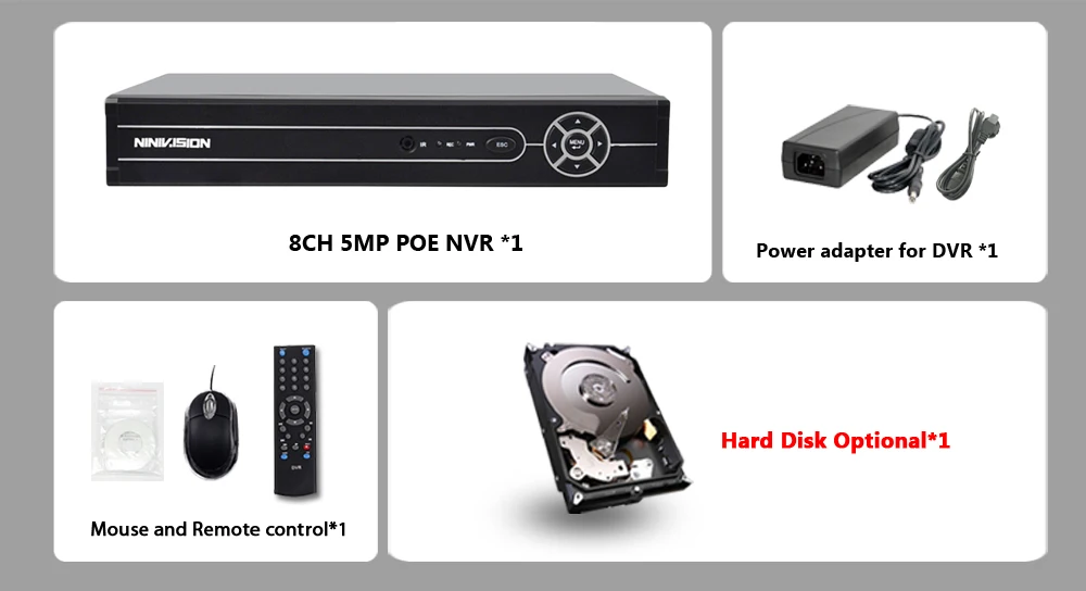 H.265 4CH 8CH 48 В POE IP Камера 5MP NVR видеонаблюдения Системы P2P ONVIF 8*5 Мп/16*5 Мп сетевой HD видео Регистраторы