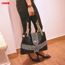 Новая роскошная модная женская сумка с бриллиантами, женская кожаная chian сумка через плечо, женские портативные повседневные сумки со стразами