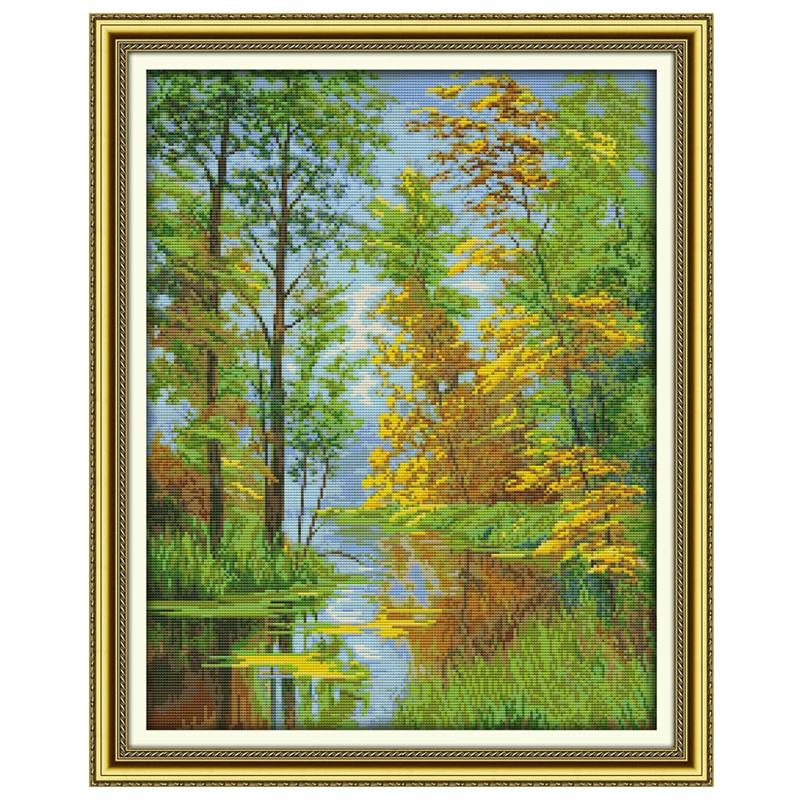 

Tree Reflection Patterns Counted Cross Stitch 11CT 14CT Cross Stitch Sets Chinese Cross-stitch Kits Embroidery Needlework