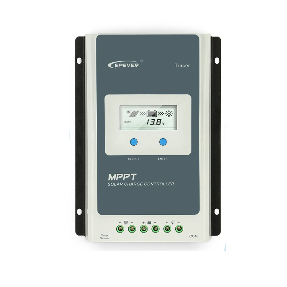 EPever MPPT 40A/30A/20A/10A Solar Charge Controller Black-Light LCD Solar Regulator for 12V 24V Lead Acid Lithium-ion Batteries