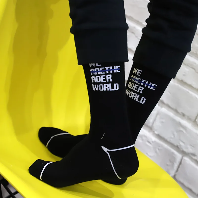 Новые модные мужские носки, хлопковые, в стиле хип-хоп, крутые, забавные носки для скейтеров, индивидуальные, повседневные мужские носки