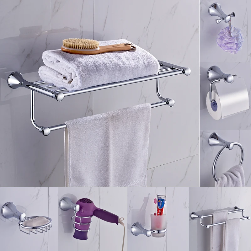 

AUSWIND Contemporary 304 stainless steel bathroom products polish silver simple hardware set wall mount bathroom accessories