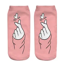 1 пара любовь сердце жест принт с персонажами Для женщин носки 3D Печатный дизайн Смешные Носки Полиэстер Модные 19*8 см; носки