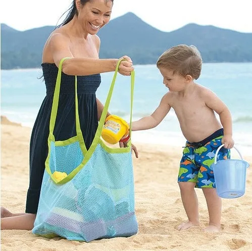 1 قطعة المحمولة الاطفال الطفل شبكة الشاطئ تخزين أكياس الرمال بعيدا تحمل كرات الملابس منشفة حقيبة لعبة جمع الحفاض حقيبة (S/XL حجم) z521