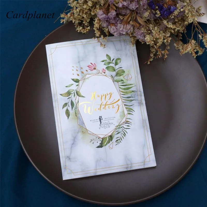 50pcs lot geometry marble design free print wedding design and print invitations free