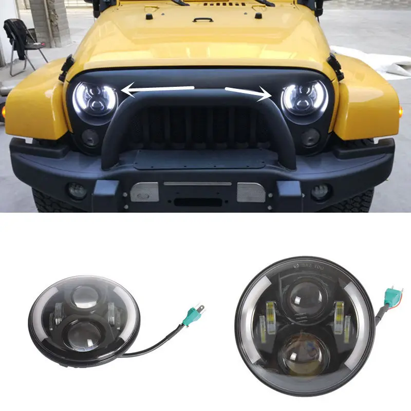 2PCS For JEEP Wrangler JK TJ LJ CJ 2007 2016 LED headlight headlight