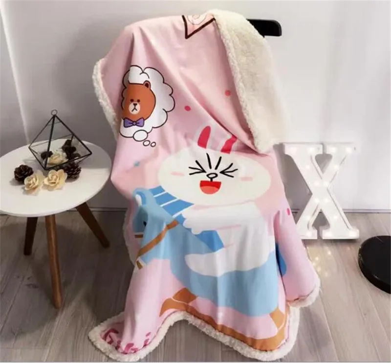 Детское одеяло с рисунком из мультфильма, плотное теплое Флисовое одеяло для младенцев, пеленальный конверт для коляски, накидка для новорожденных, постельные принадлежности, одеяло s - Цвет: Rabbit
