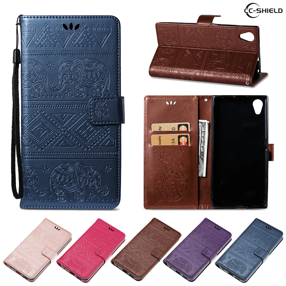

Flip Coque for Sony Xperia XA1 Plus Dual G3412 G3426 Flip Wallet Leather Cover Phone Case for Sony XA1 Plus Retro Elephant Case