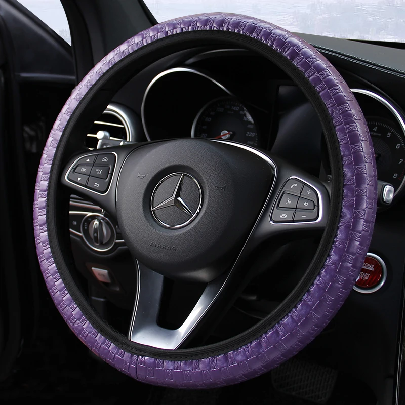 

KKYSYELVA 6 Colors Auto Car Steering Wheel Covers 38CM/15'' Anti-catch Holder Protector Interior Accessories