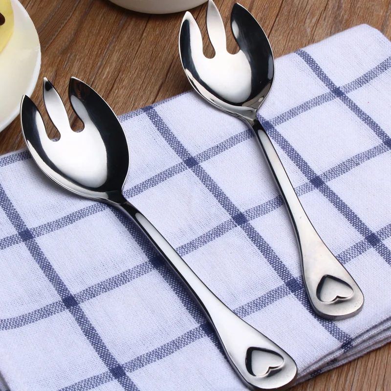 1Pc Quality Stainless Steel font b Salad b font Forks Spoon Dessert Fruit Spoon Forks Useful