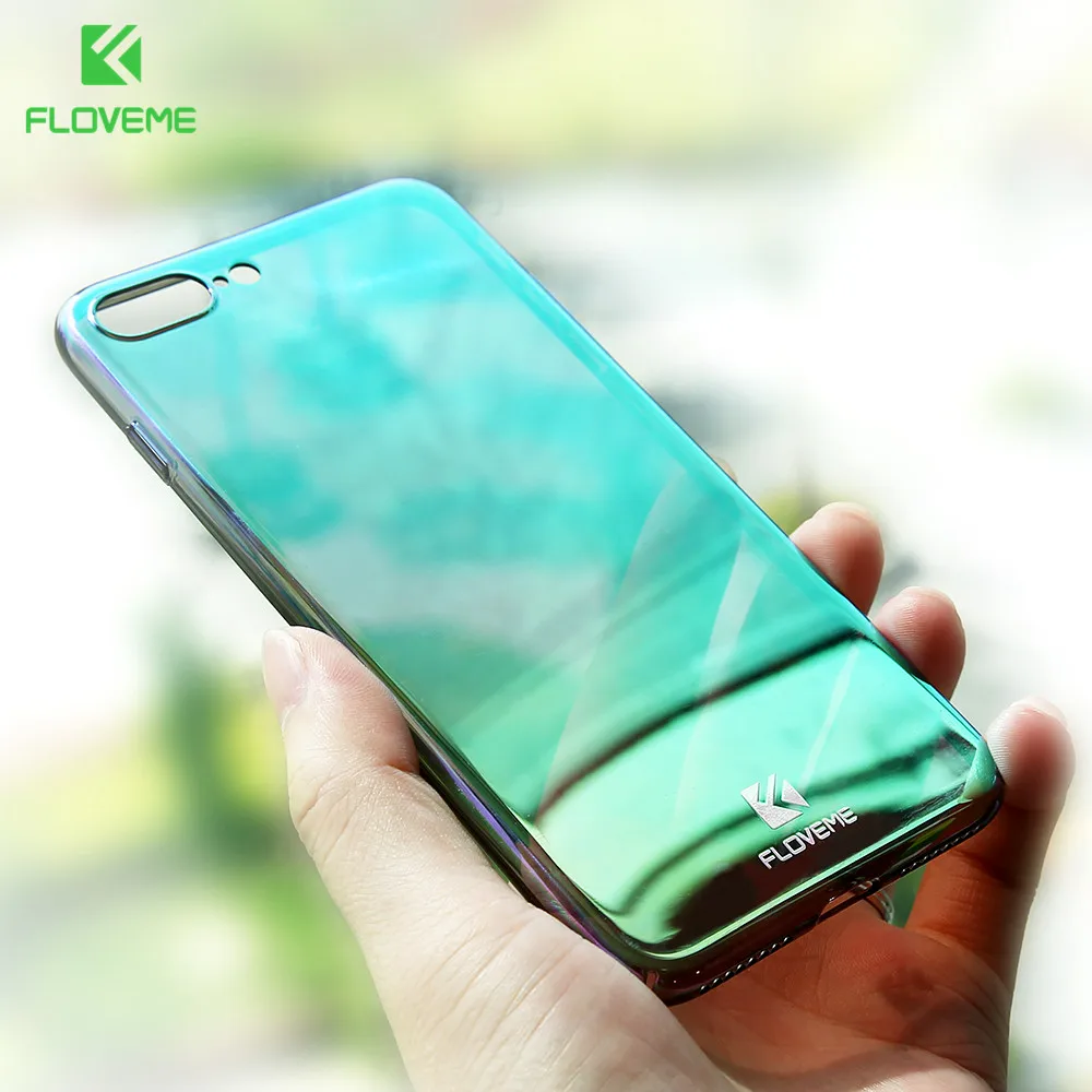 

FLOVEME Luxury Mirror Phone Cases For iPhone 5s 5 7 7 Plus Gray/Green Cover for iPhone 6 6s 6 Plus Case Plating + Hard Back Capa