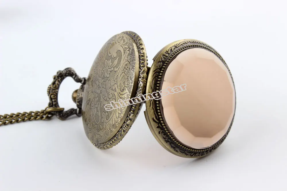 Подвеска карманные часы Прозрачный чехол ожерелье с цепочкой Fob кварцевые карманные открытые рабочие часы женские мужские флип часы