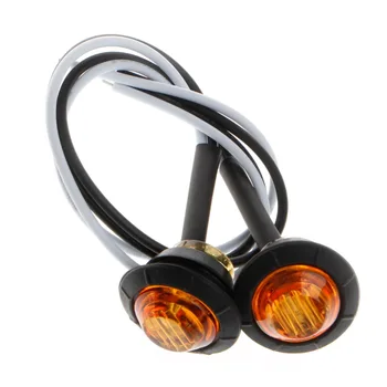 

2X Mini Amber 3/4" Round Side 3 LED Marker Trailer Car Bullet Light Waterproof