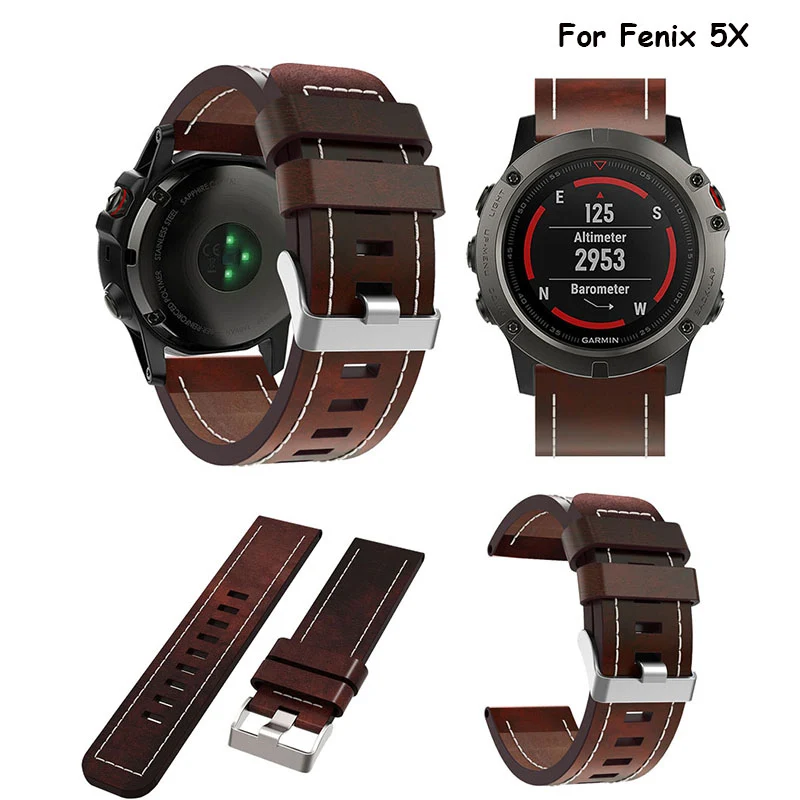 

Watch Band 2018 New good Leather wrist Watch Band Strap Bracelet Belt 26MM For Garmin Fenix 3/ Fenix 5X Smart Watch wristband