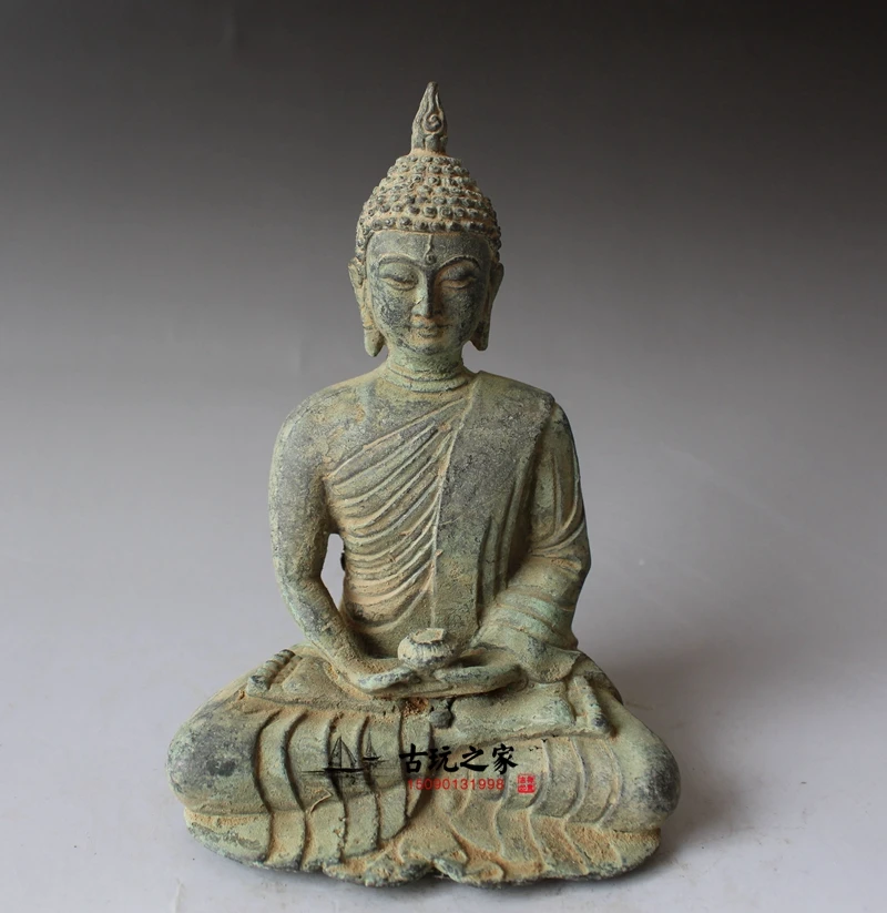 RARE Old Chinese Buddhist Fengshui Iron Carved Shakya Muni Buddha head Statue
