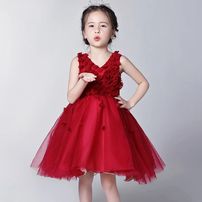 Burgundy flower girl dresses kids girl clothes girls dress for party