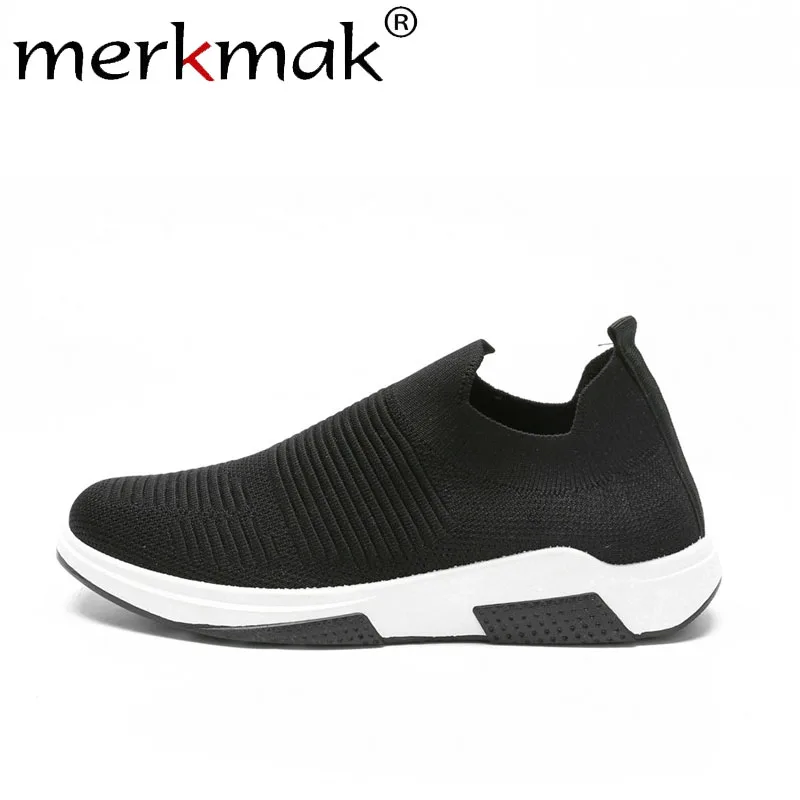Merkmak/весенние кроссовки, мужская обувь, Осенняя обувь с мелким плетением, Повседневная однотонная дышащая удобная спортивная мужская обувь