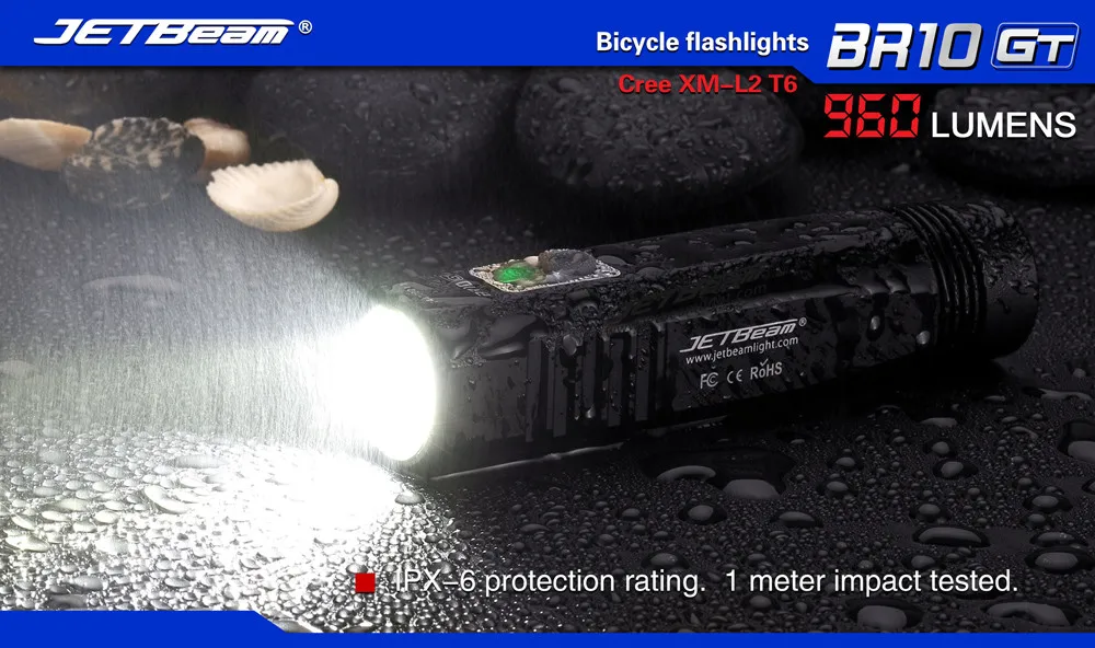 Flash Deal 2017  JETBeam BR10GT Black XM-L2 LED Rechargeable Bike Light Flashlight + battery Mar13 17