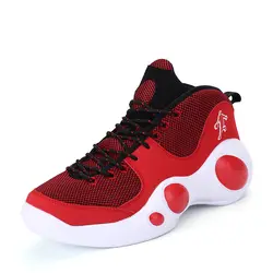 2018 Спорт Баскетбол обувь для Для мужчин удобные мужские спортивные кожаные кроссовки с высоким берцем Для мужчин's цвета красный, серый