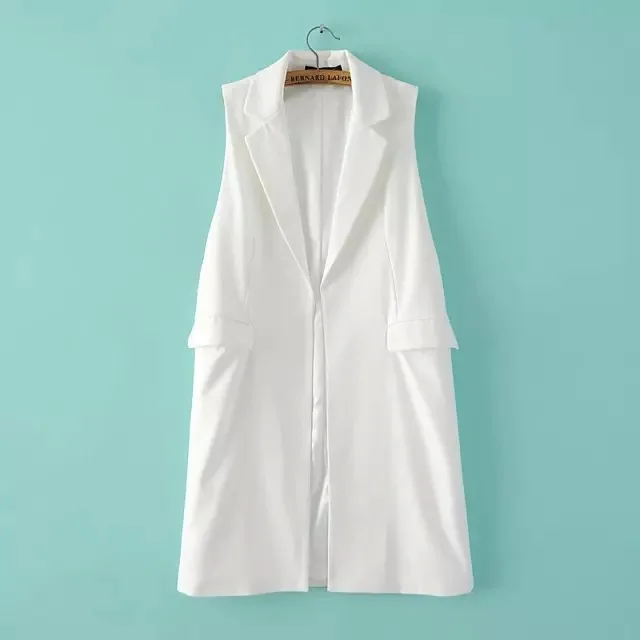 free shipping brand za black and white vest women vest fashion long