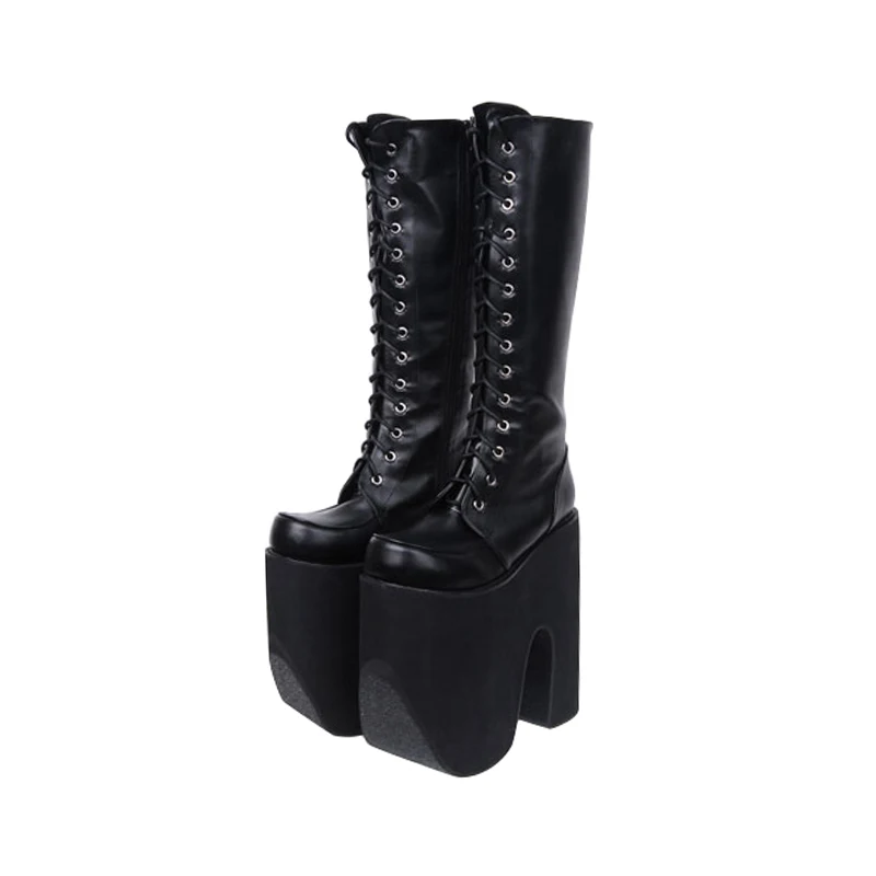 Negro Bombas Angelical Alta Motocicleta Mujeres Tacón Mujer 20 Punk Botas Plataforma Zapatos Impresión Cm De Trifle Super Señora Lolita Mori Chica px6gnwqR4