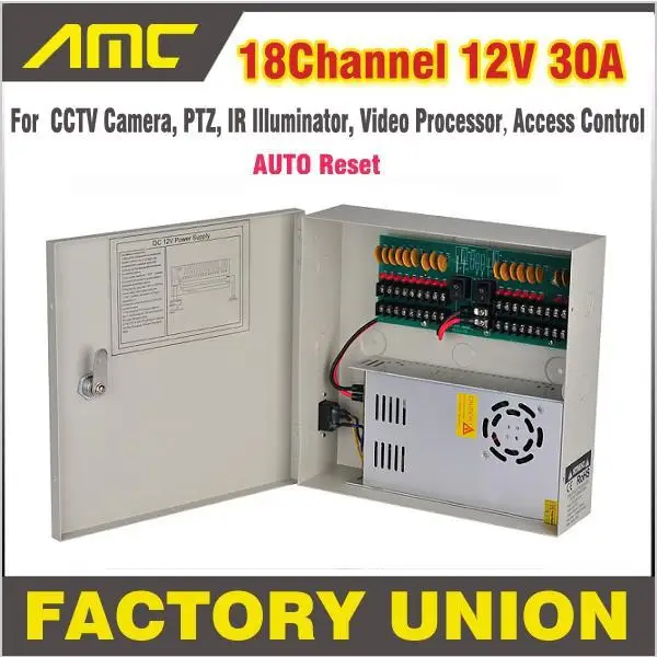 CCTV Power Box 18 Channel 12V 30A Support PTZ IR Illuminator Access Control for 18CH DVR CCTV Camera Power Supply CCTV Power Box 18 Channel 12V 30A Support PTZ IR Illuminator Access Control for 18CH DVR CCTV Camera Power Supply