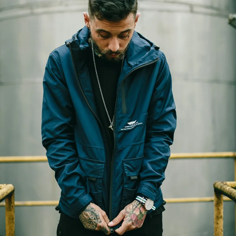 

Spring Autumn Thin Windbreaker Jacket Men Plus Size M-2XL jaqueta masculina Slim Fit Young Men Hooded bomber jacket men