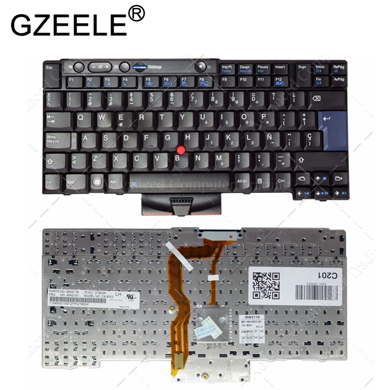 

GZEELE Spanish SP keyboard for Lenovo for IBM X220 X220I X220T T410I T510I W520 T510 T520 T420S T520 Teclado 45N2116 45N2151 NEW