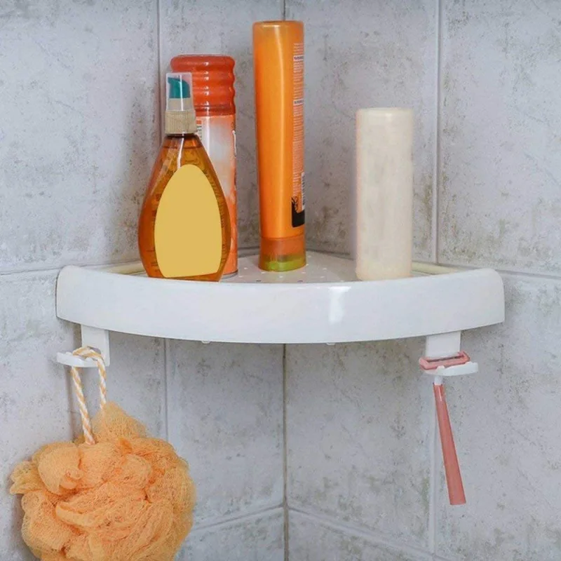 Ванная комната Уголок хранения держатель легко установить дома Организатор Пластик настенные полки для Кухня Ванная комната для хранения