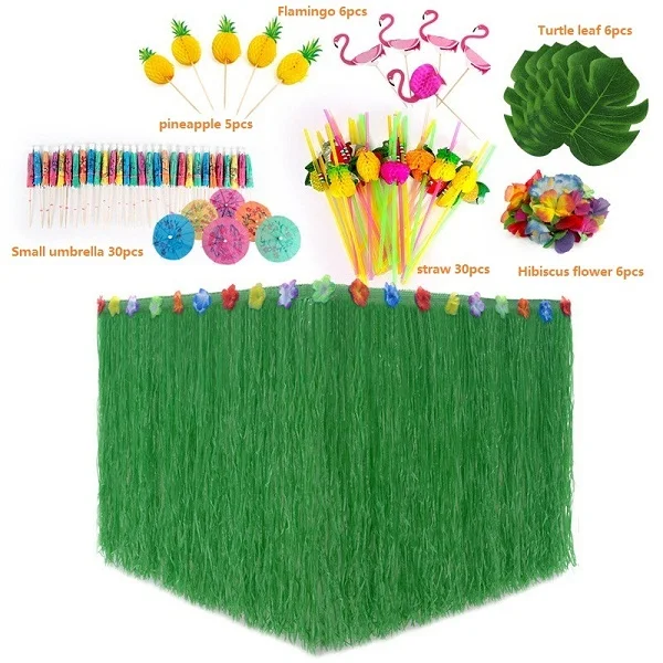 Искусственный Гибискус трава стол юбка гавайский танец хула юбки тропическая черепаха лист Фламинго ужины пляж клей вечерние поставки - Цвет: style5