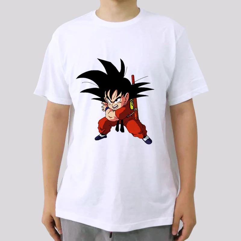 

Anime Dragon Ball Z Goku Super Saiyan Shirts Customize T Shirts Lovers Short Sleeves O Neck Cotton White Summer Casual Tops Tee