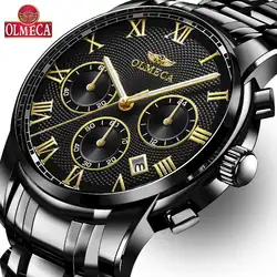 OLMECA Relogio Masculino мужские часы лучший бренд класса люкс Модные Бизнес Кварцевые аналоговые часы спортивные стальные водонепроницаемые