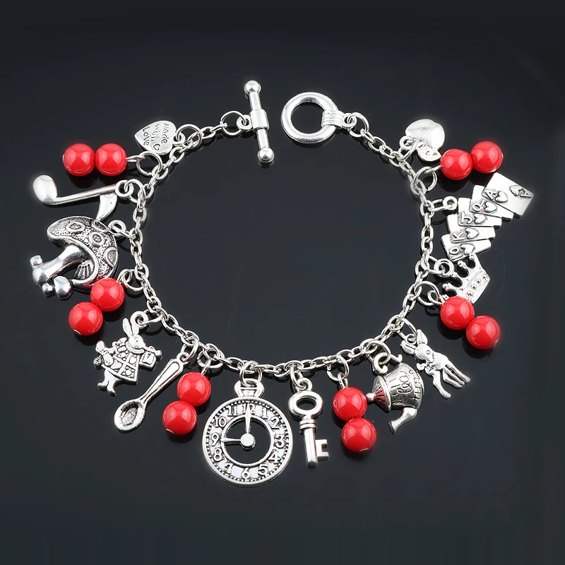 Dongsheng Alice Bracciali Chiave Coniglio Fungo Campana Pendenti Catena A Maglie Braccialetti Perline Di Cristallo Bracciali-25